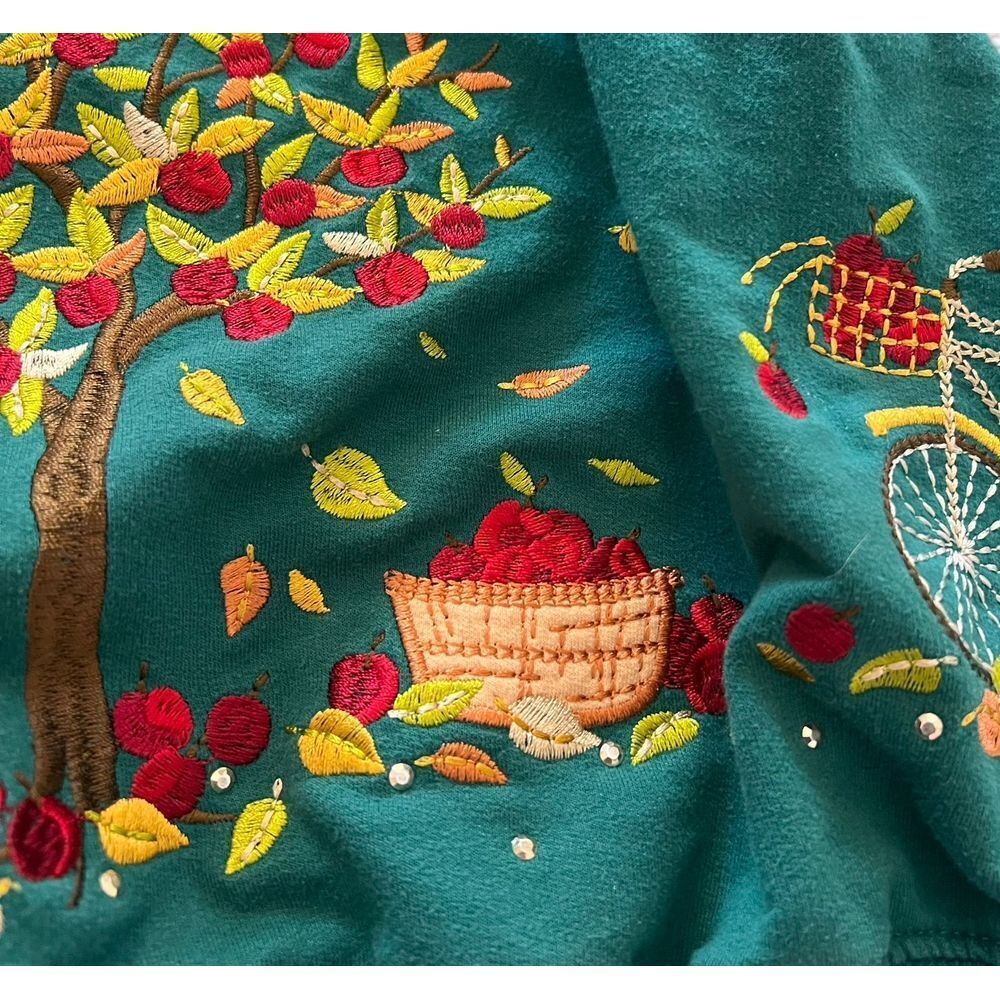 Alfred Dunner Women's Classics Apple Tree Top Green Embroidered Dress‎ 1X - Picture 6 of 9